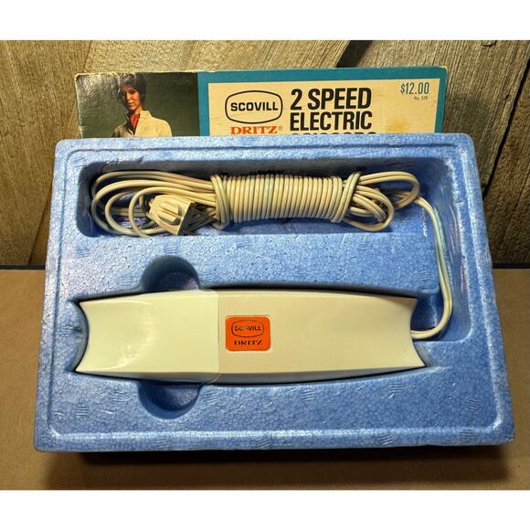 VTG 1960's Scovill Dritz 2 Speed Electric Scissors Tested Working With Box - Picture 4 of 10